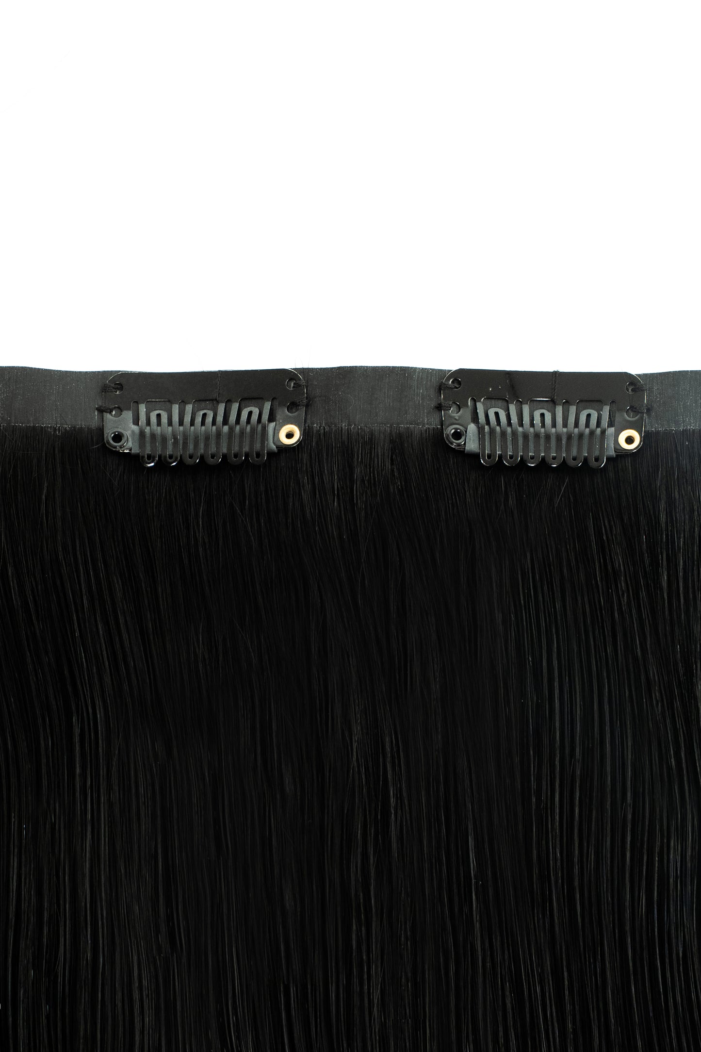 Noir black clip-in extensions for high-impact shine and length from 1010 Extensions