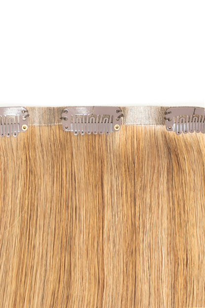 1010 Extensions light brown Remy clip-ins designed for subtle volume and length